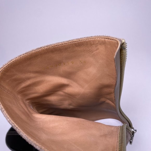 MAISON MARGIELA Grey Suede Brown Patent Leather Ombre Booties - Picture 7 of 8